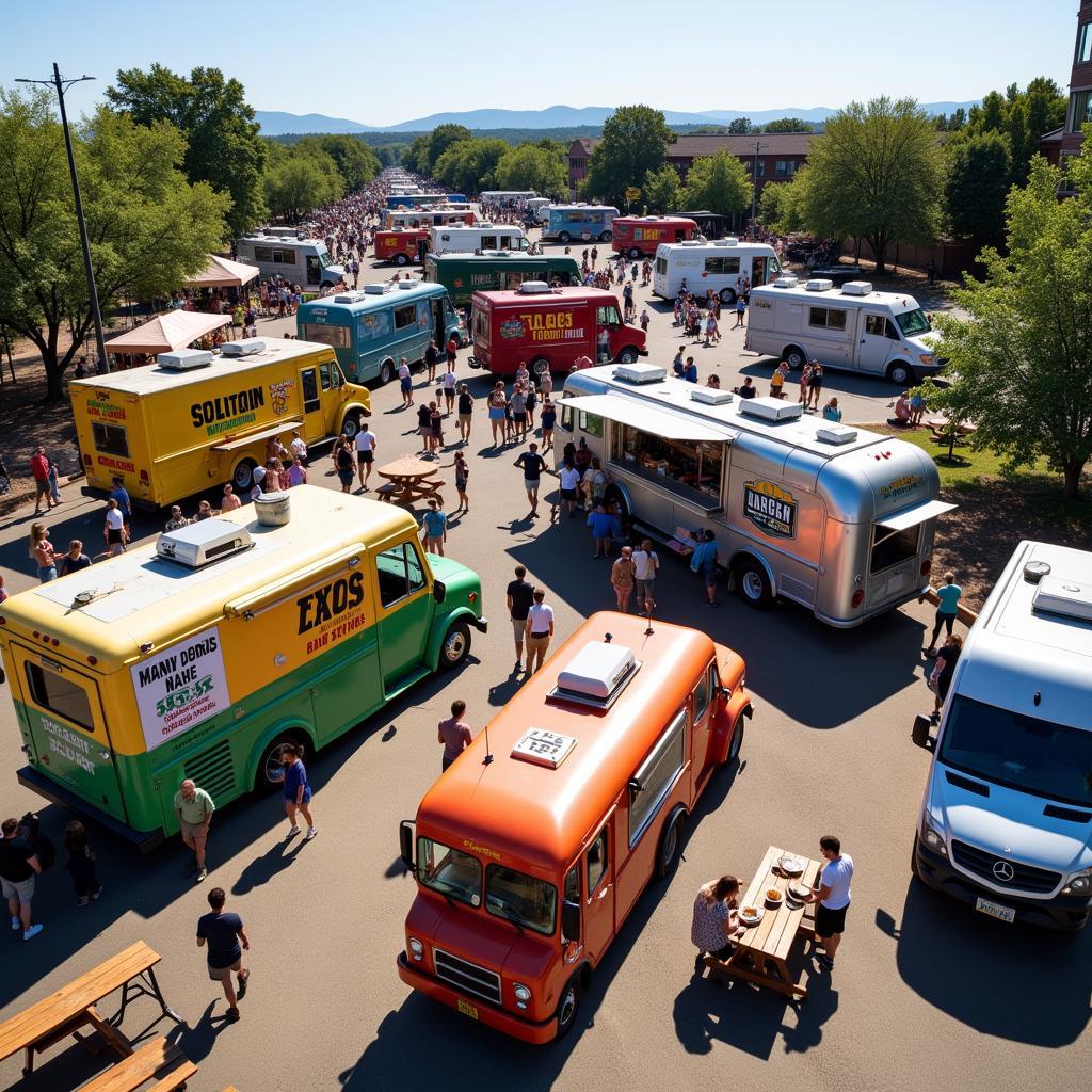 Diverse food truck options at Petoskey's Grain Train Food Truck Court