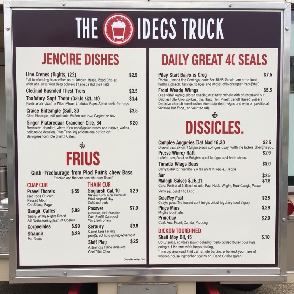 Pinon Food Truck Menu - A close-up view of the Pinon food truck menu, displaying a variety of mouthwatering dishes and daily specials.