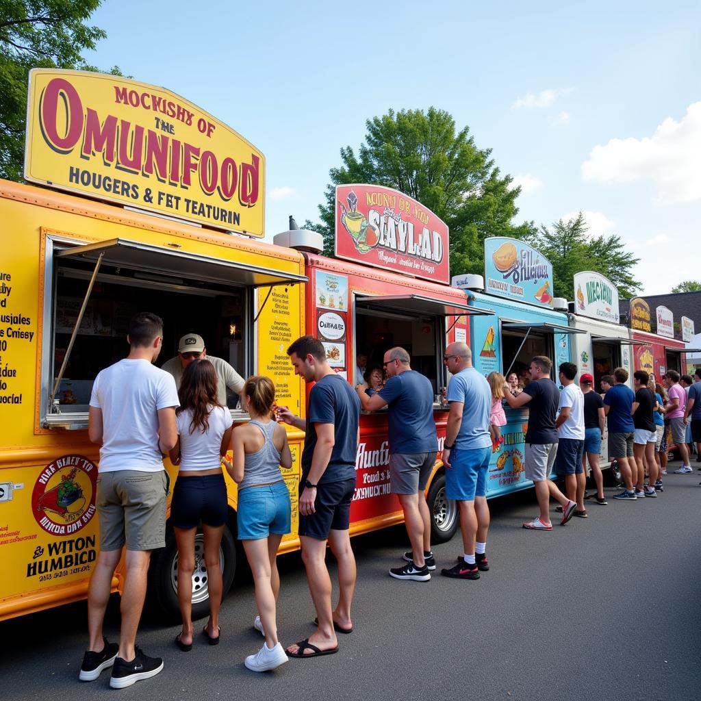 Variety of food trucks at the Plainfield Food Truck Festival