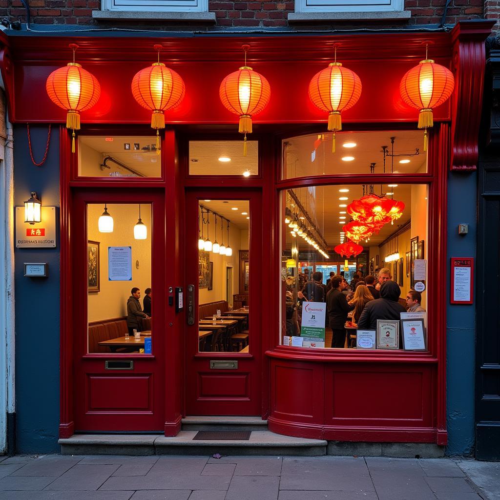 Exterior of a bustling Chinese restaurant in Plaistow