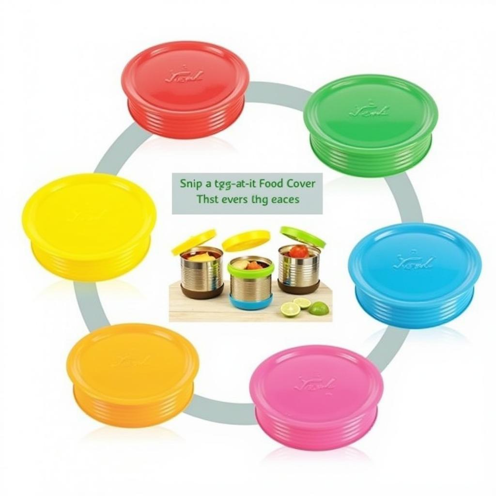 Multipack of Assorted Colored Plastic Snap-On Food Can Covers