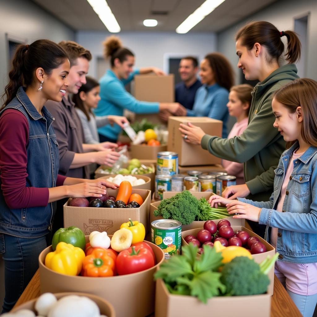 Families Receiving Food Boxes at a Pontiac Food Pantry