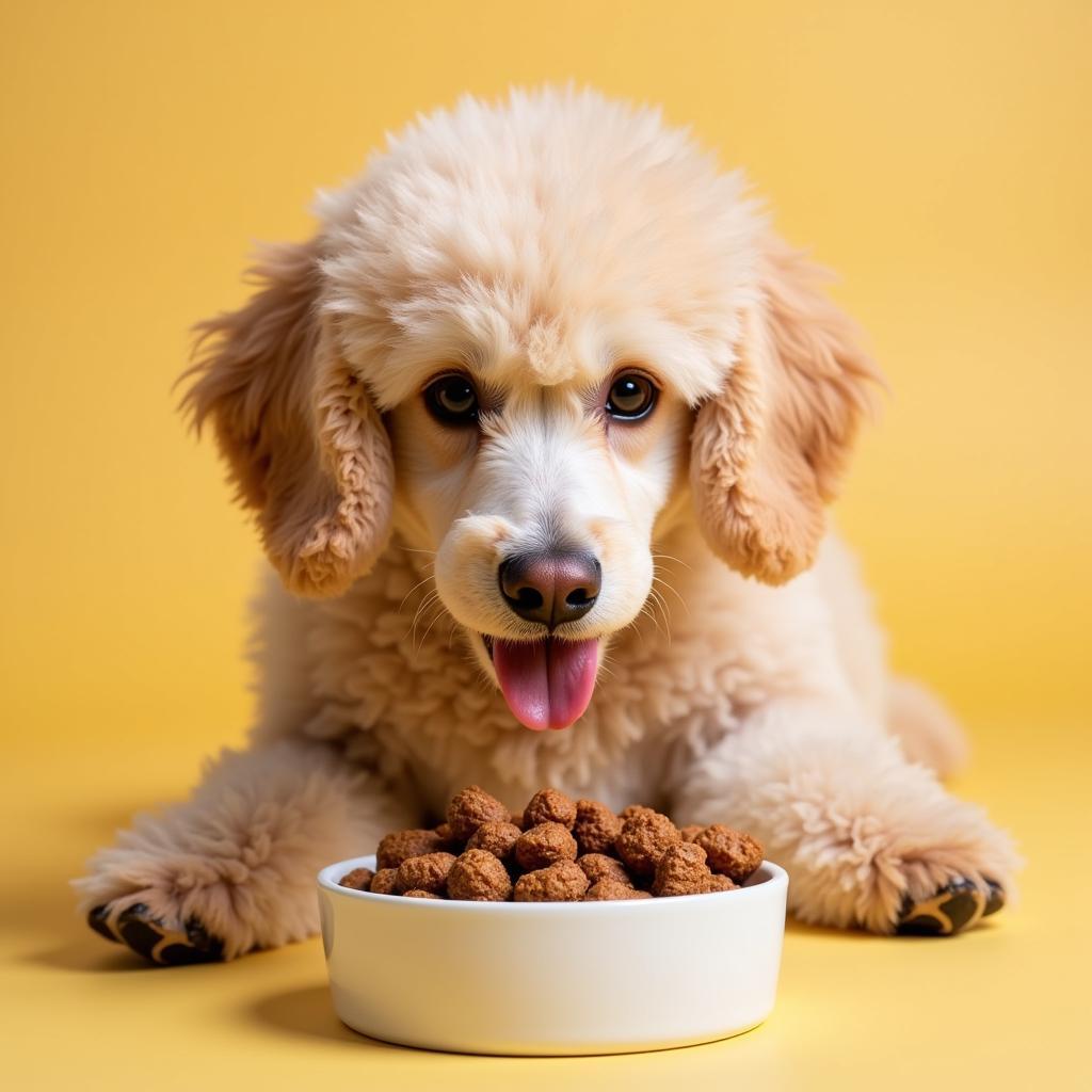 Poodle Eating Correct Portion Size