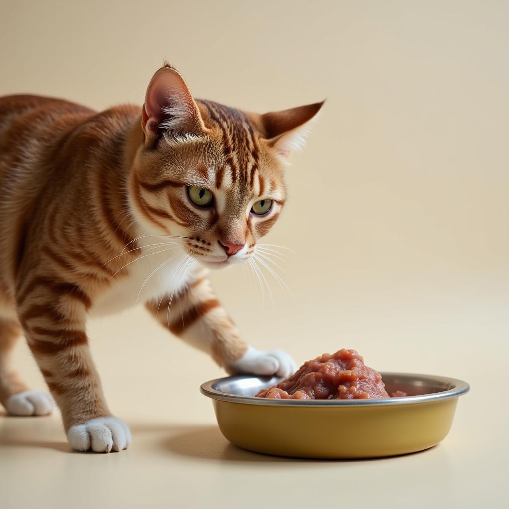 Serving Pork Cat Food