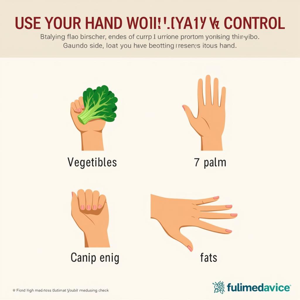 Visual guide to portion control using hand measurements.