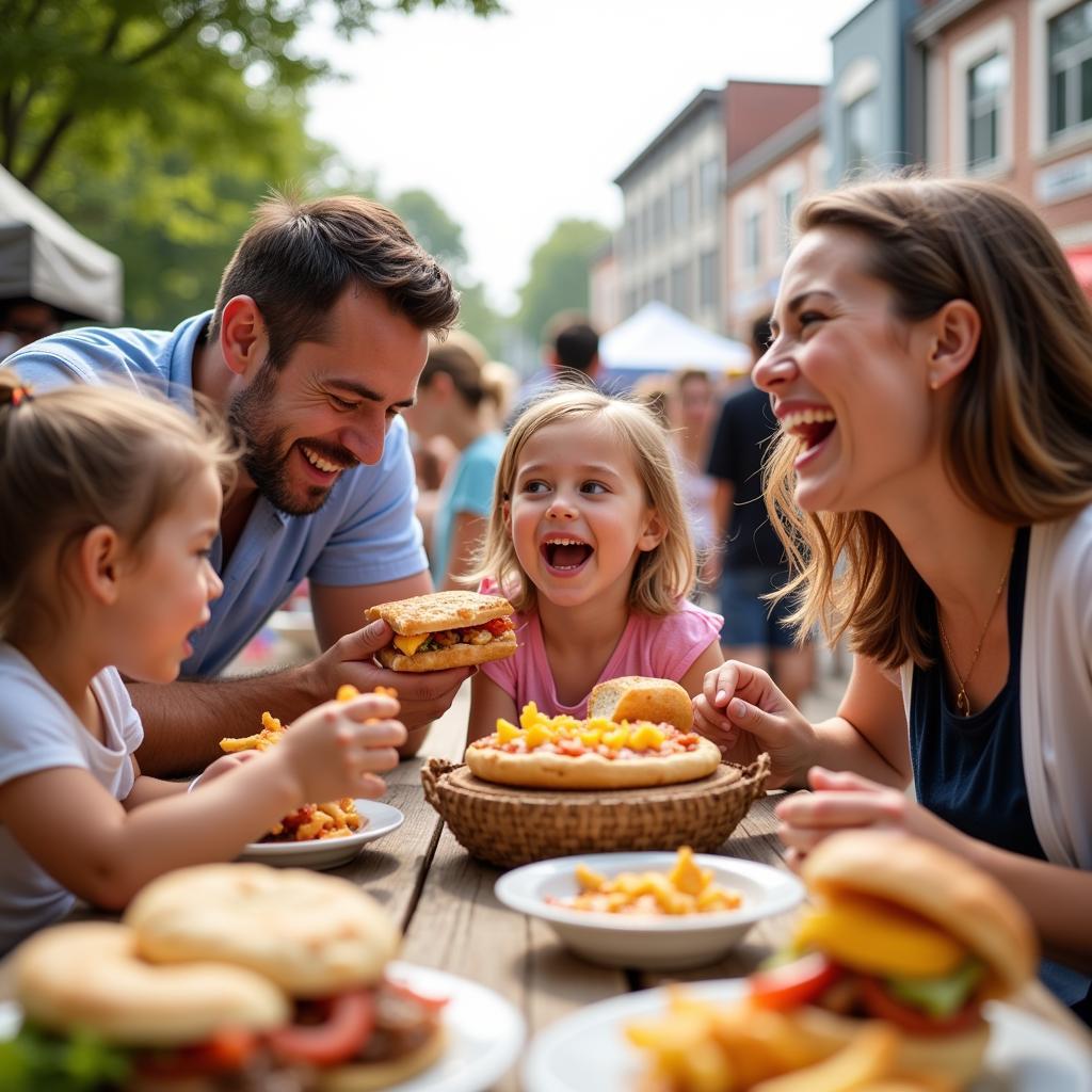 Families enjoying the Portland Food Festival.