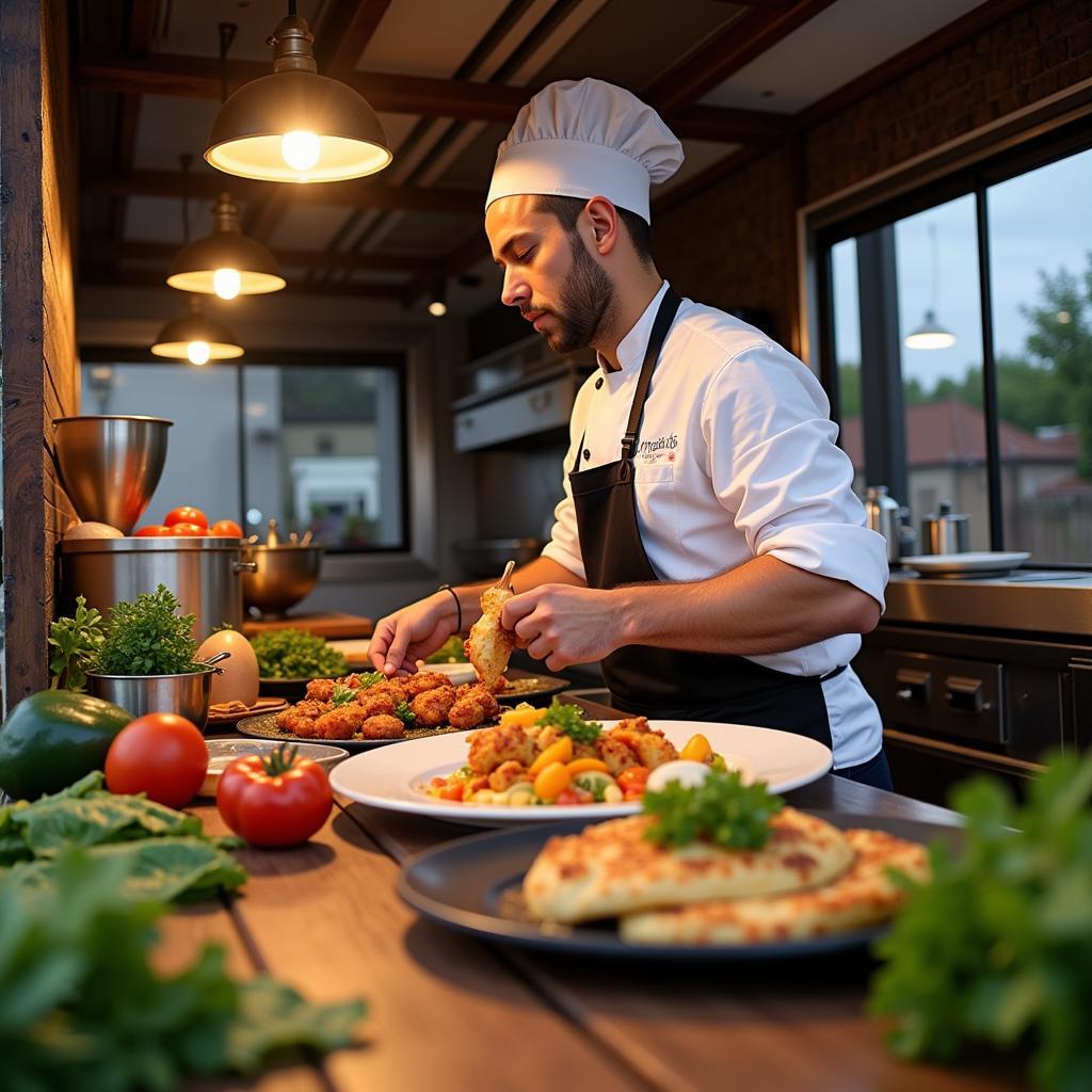 Portugal Food Truck Chef Preparing Food