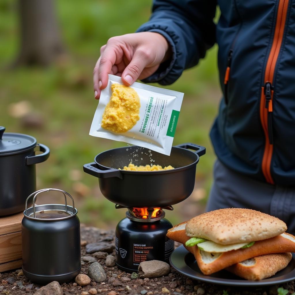 Preparing Dehydrated Scrambled Eggs While Backpacking