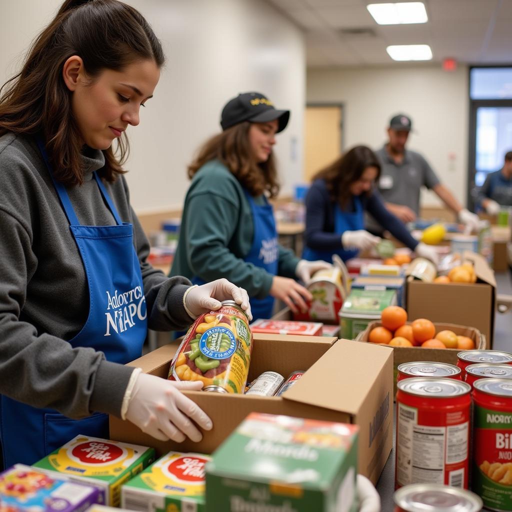 Prince George County Food Bank Volunteers Packing Boxes