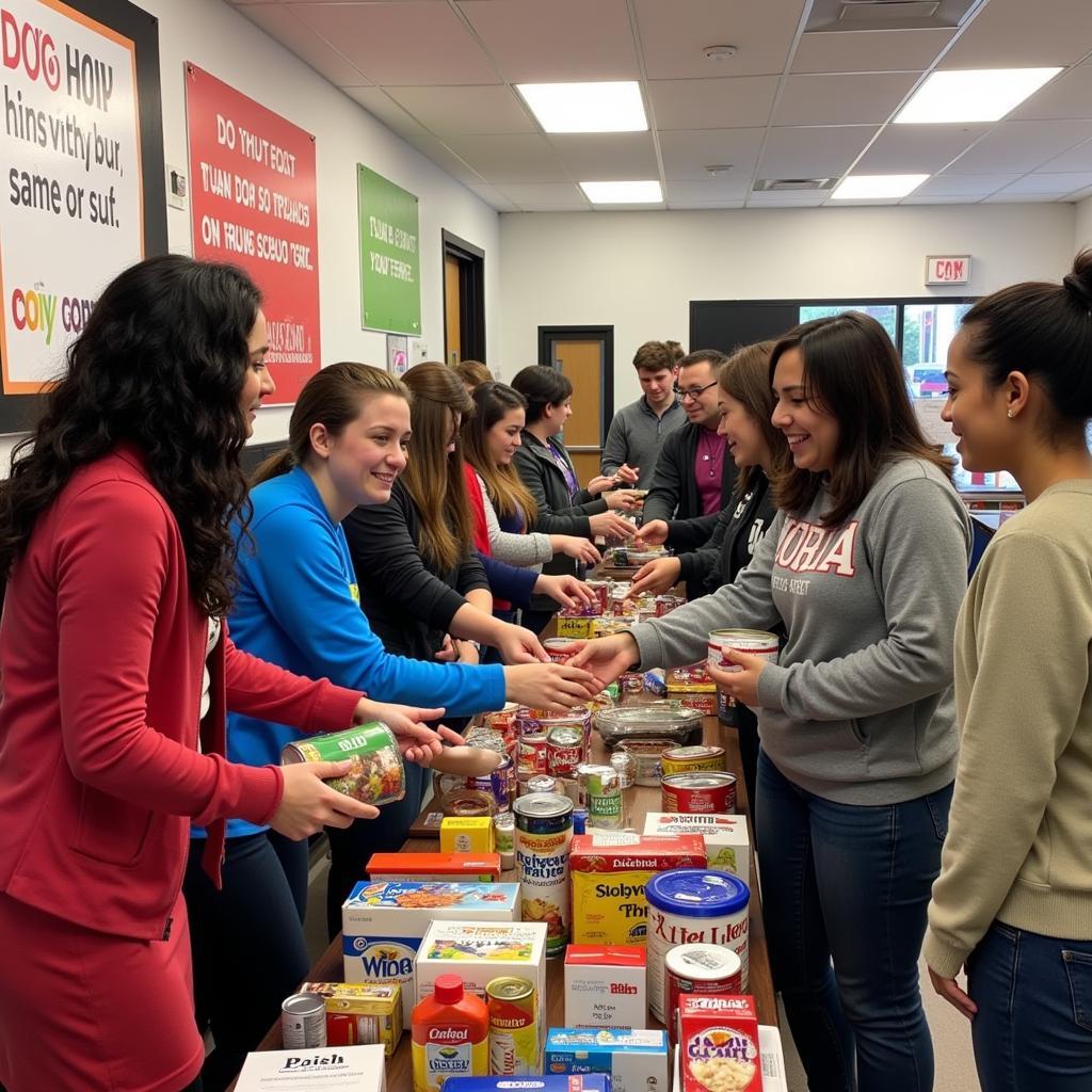 Community members donating food at a food drive in Prince George