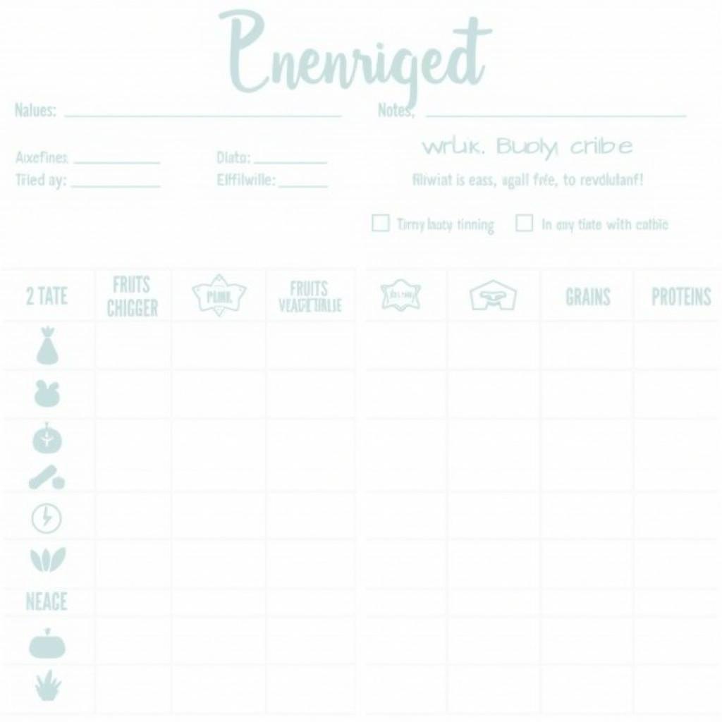 Printable Baby Food Checklist Example