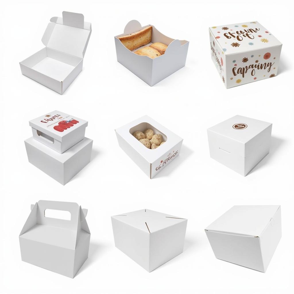 Variety of printable food boxes showcased for different uses and occasions.