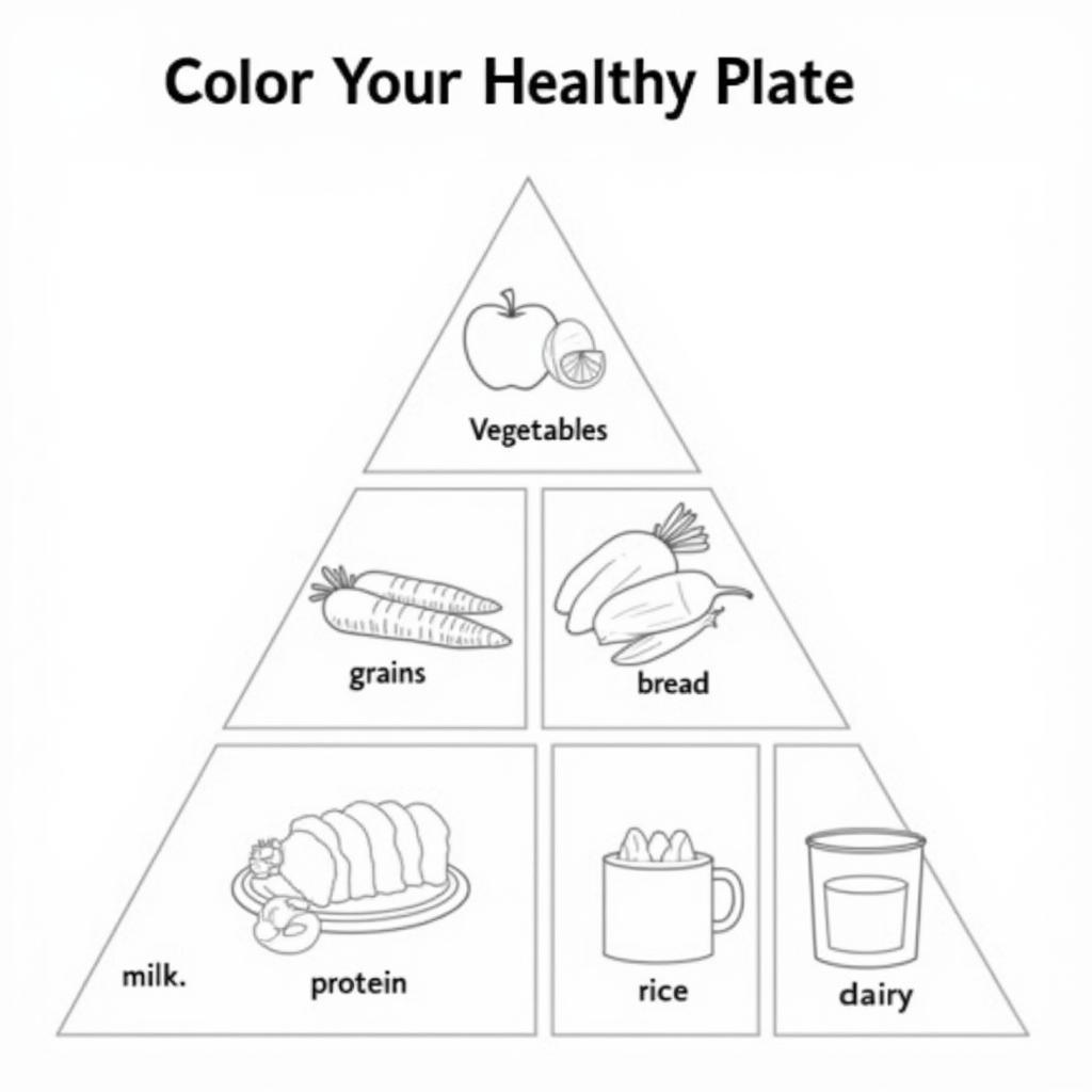 Printable Food Pyramid Coloring Sheet with Food Groups