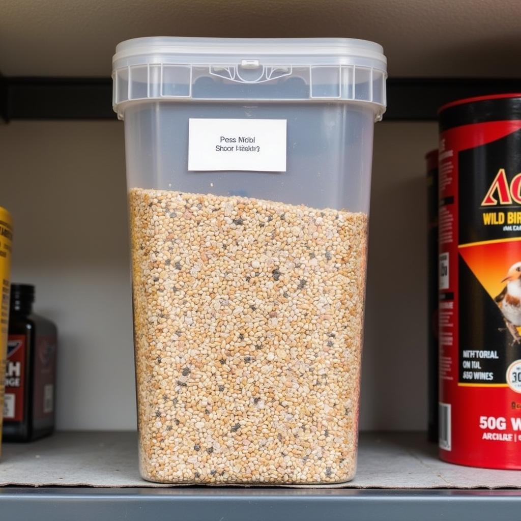 Storing Ace Wild Bird Food in a sealed container.