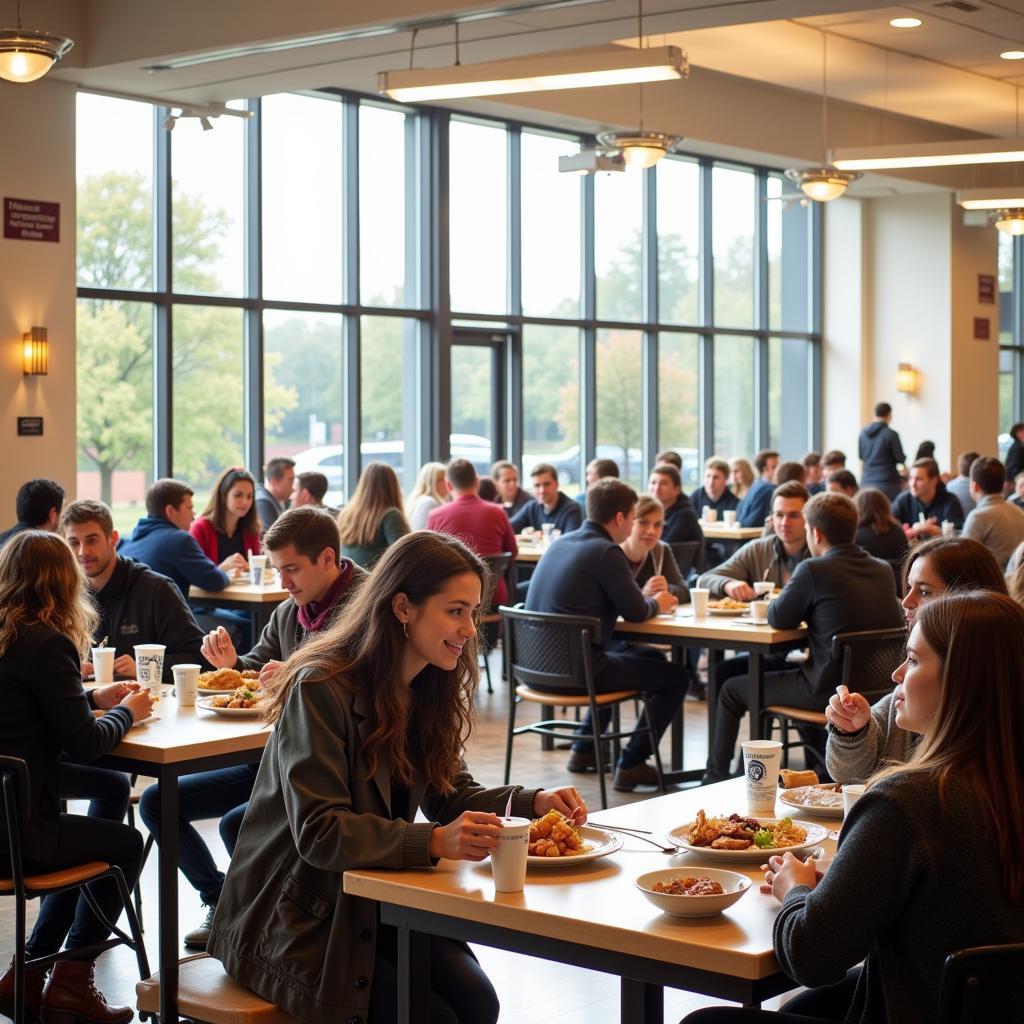 Students enjoying a meal in a PSU dining hall