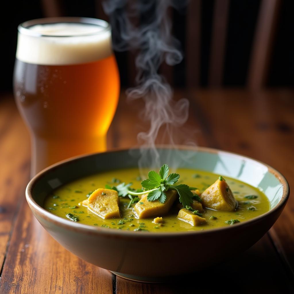 Pumpkin Ale Served with a Spicy Curry Dish