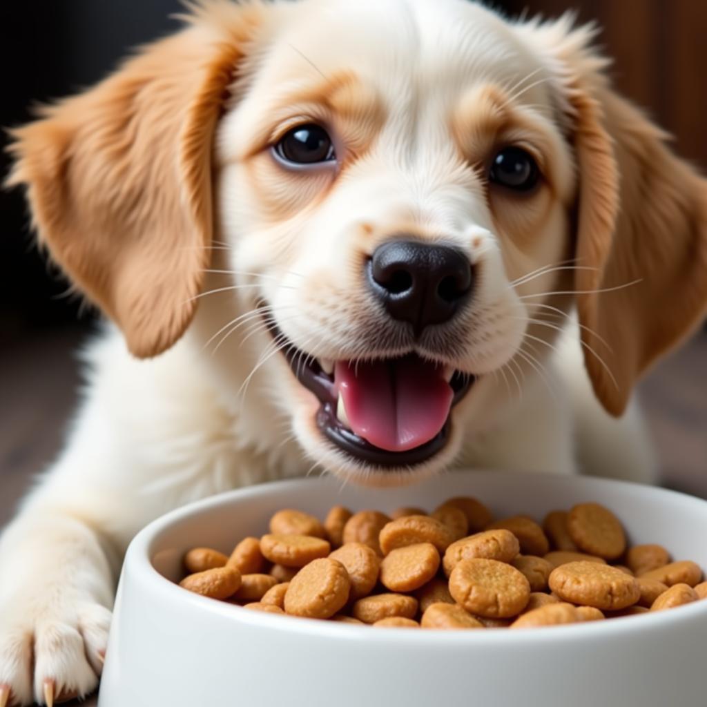 Puppy Enjoying a Bowl of Healthy, Nutritious Food