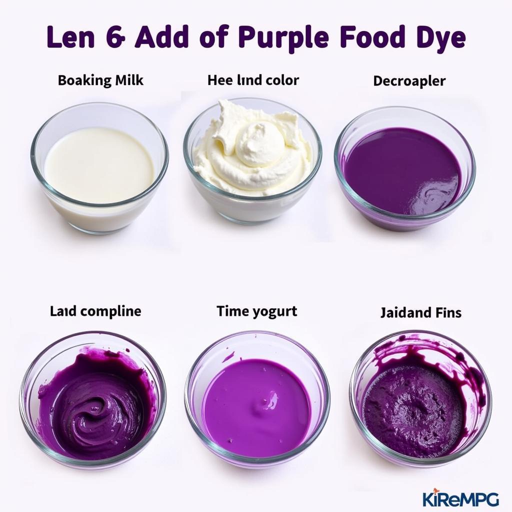 Experimenting with purple food dye in different food mediums