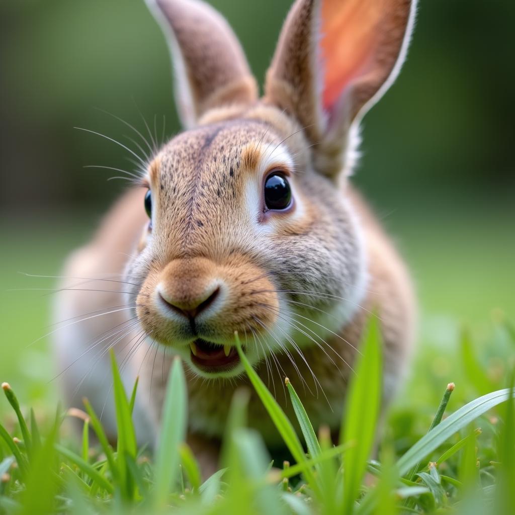 Rabbit Eating Grass