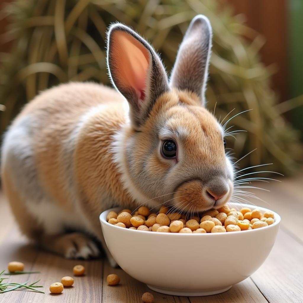 Rabbit Enjoying Pellets