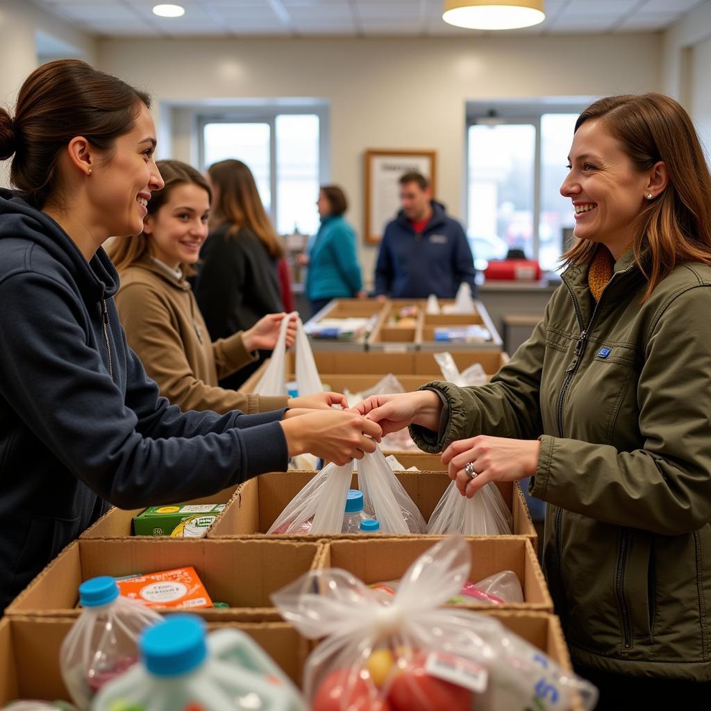 Volunteers distributing food at the Randolph Food Pantry