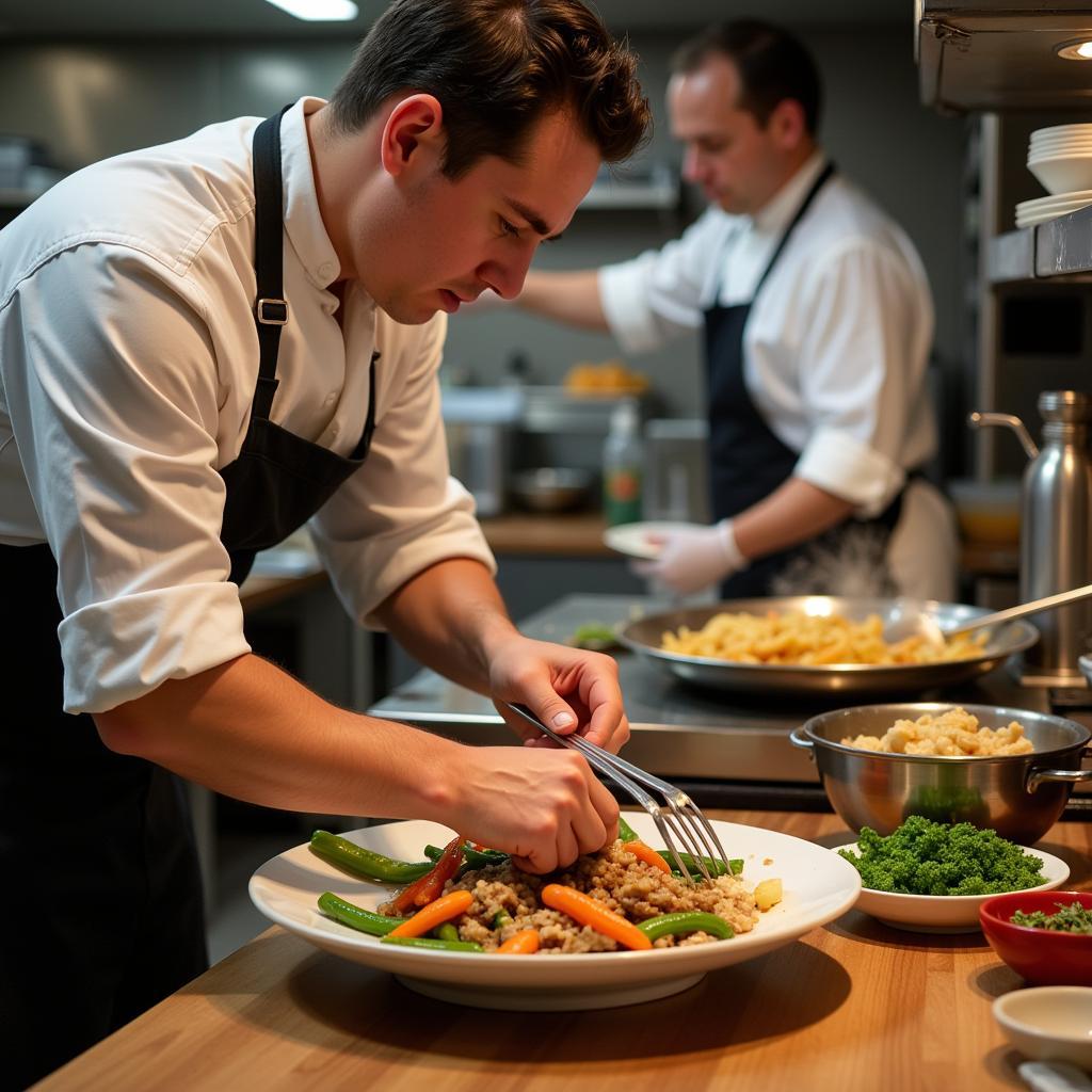 A chef expertly preparing authentic Chinese food in a Randolph, MA kitchen