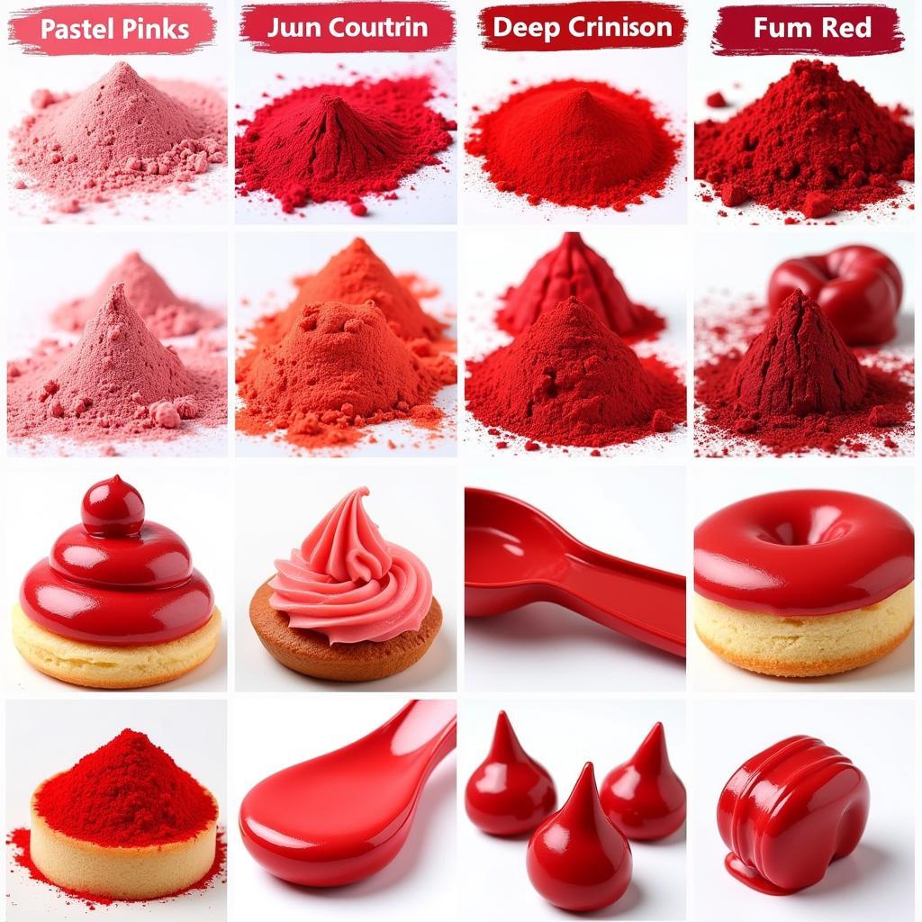 Different Shades of Red Food Coloring Powder