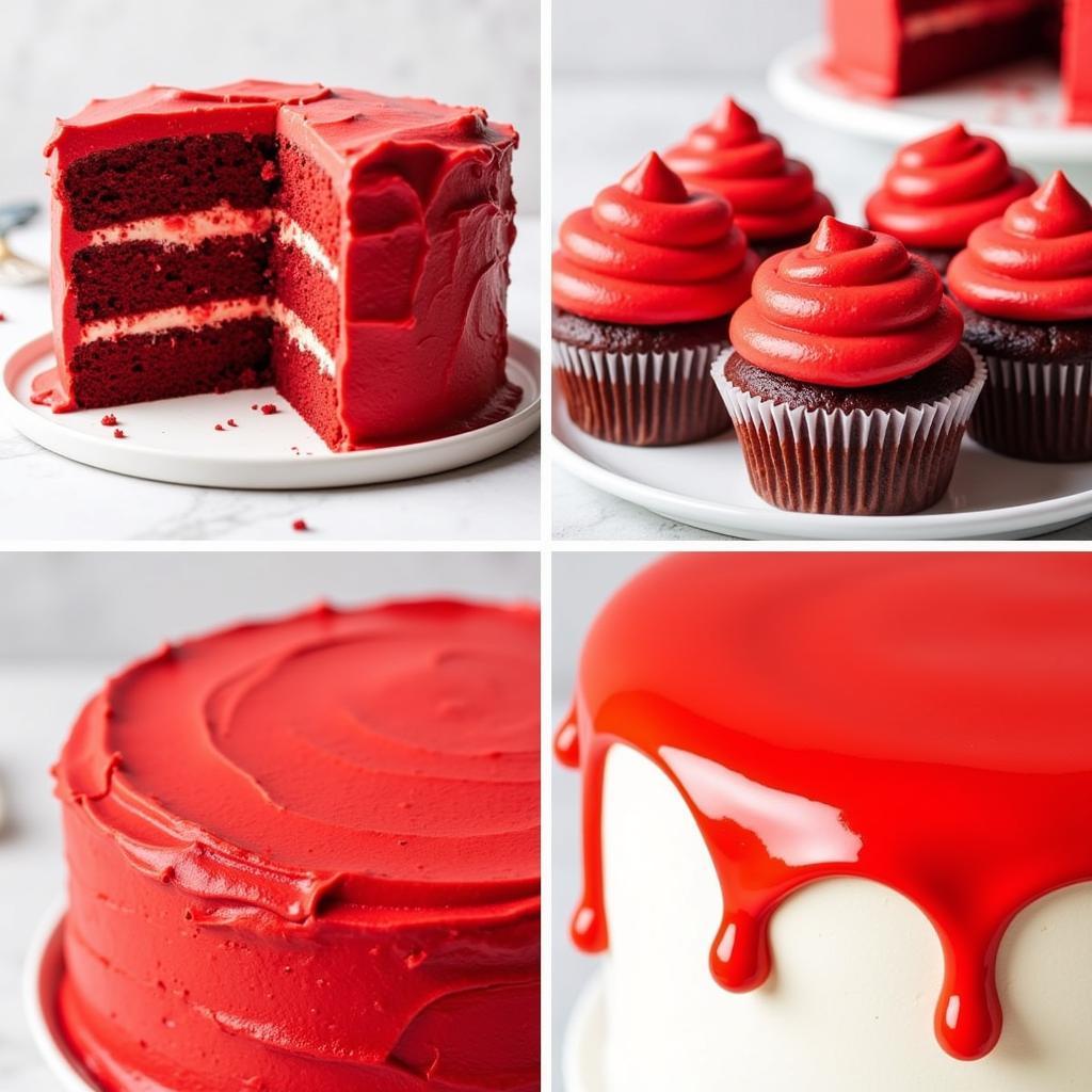 Red food gel adds vibrant color to cakes and frosting