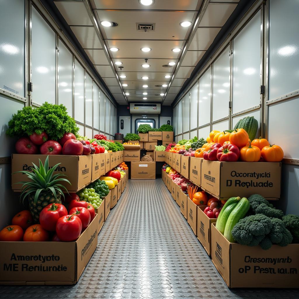 Interior of a Refrigerated Food Semi Truck