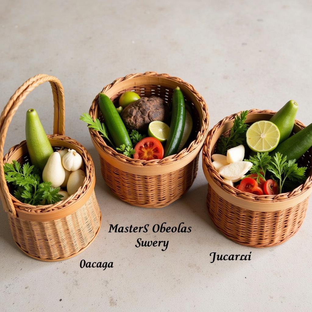 A side-by-side comparison of different regional Mexican food baskets, highlighting unique ingredients and specialties from different parts of Mexico.