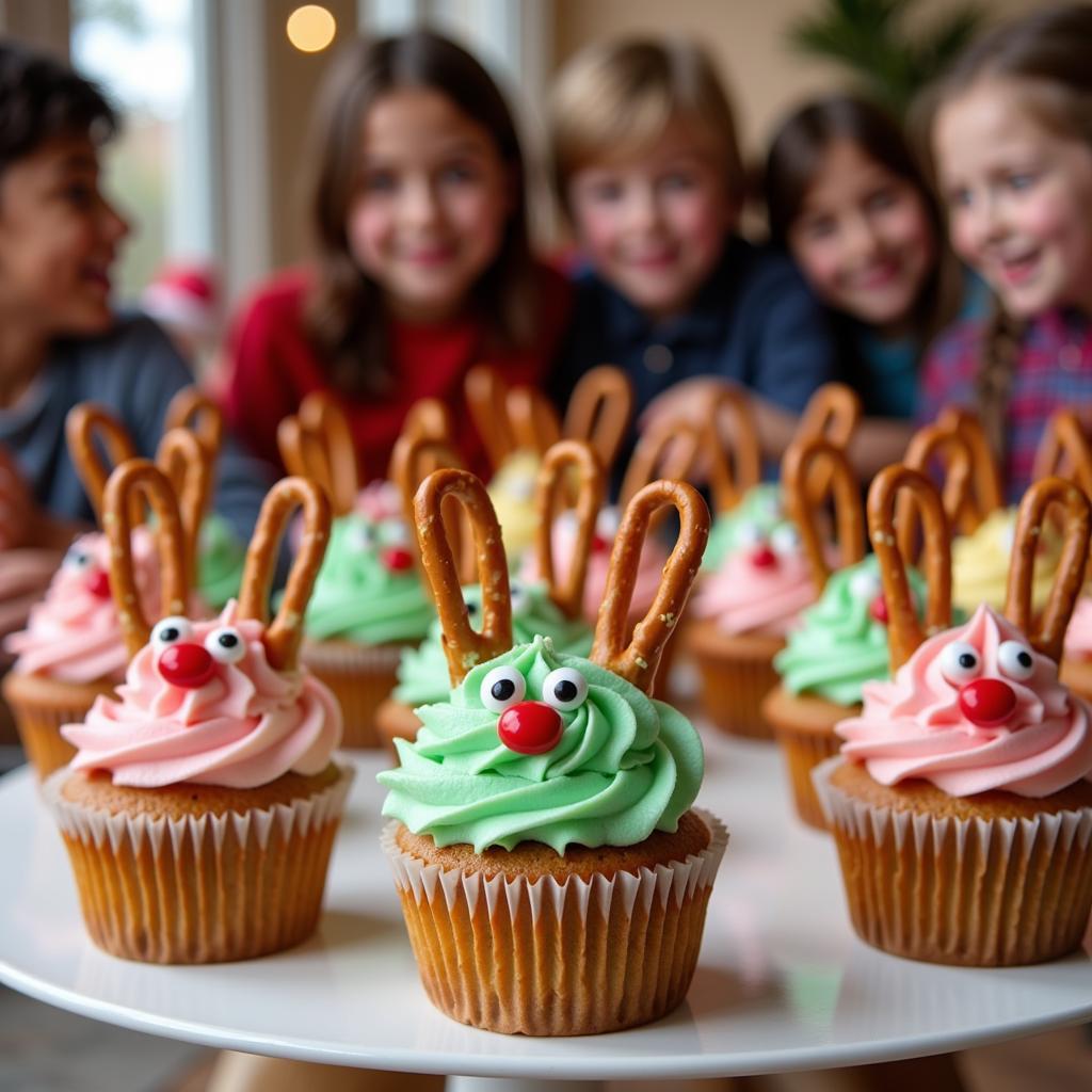 Reindeer Cupcakes at a Christmas Party