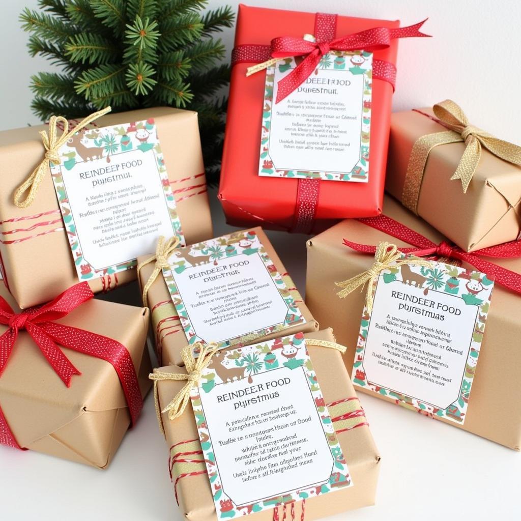 Using reindeer food poem printables as gift tags