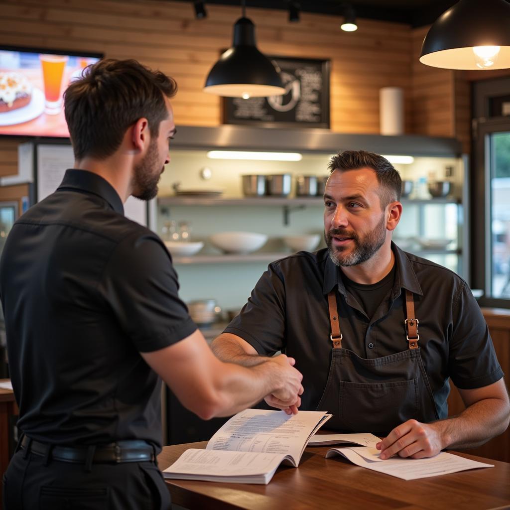 Restaurant Owner Meeting with Food Distributor in Arkansas