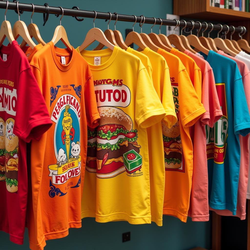 Retro Food Graphic Tees on Display