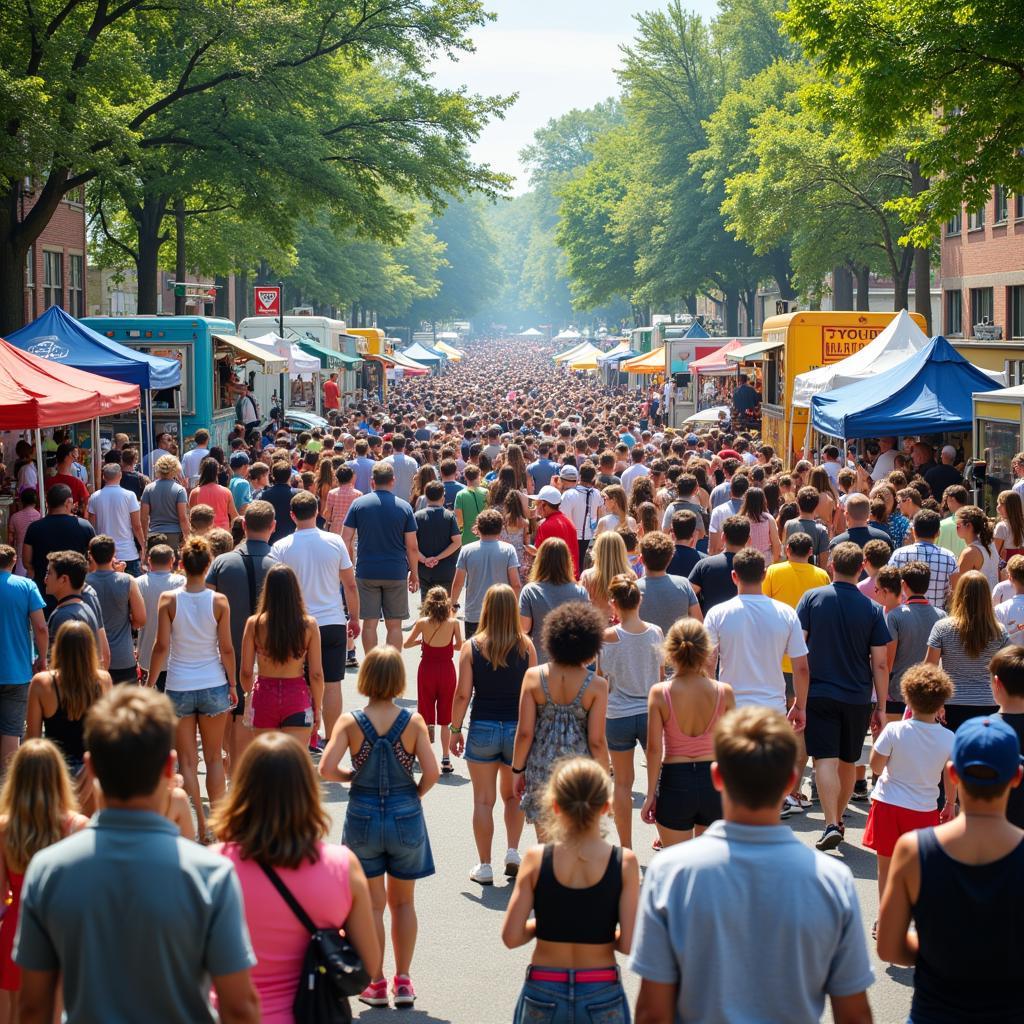 Crowds enjoying the Ridgefield Food Truck Festival