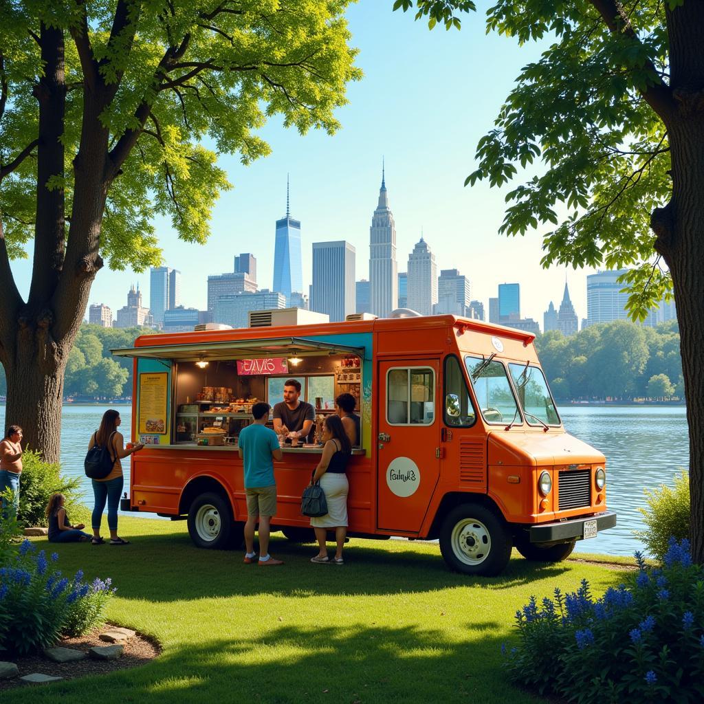 Food truck parked in a scenic park location in Rio de Janeiro