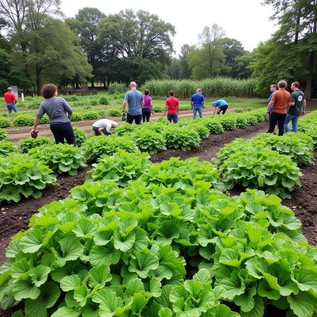 A vibrant community garden in Riverhead, NY providing fresh produce to residents.