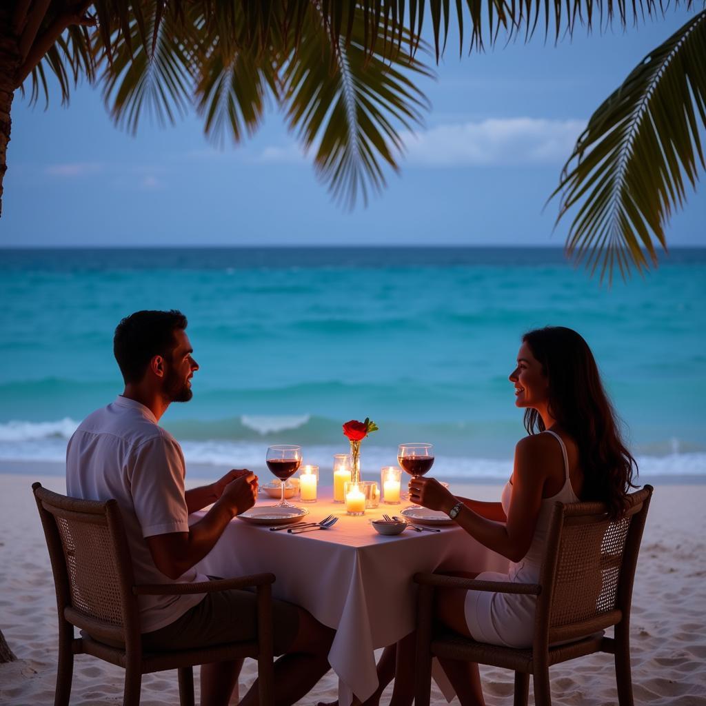 Romantic beachfront dining experience in Riviera Maya