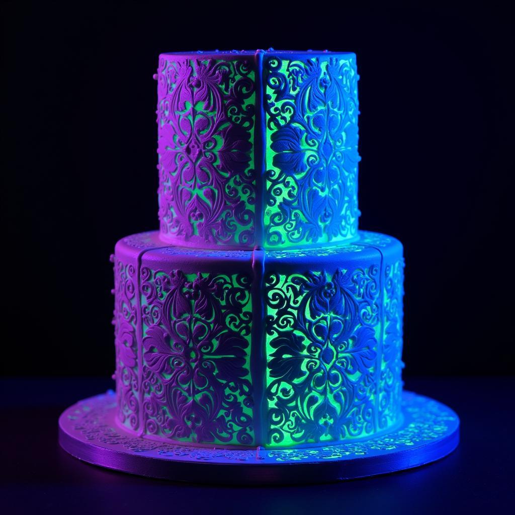 Cake Decorated with Rolkem Glow in the Dark Food Colouring