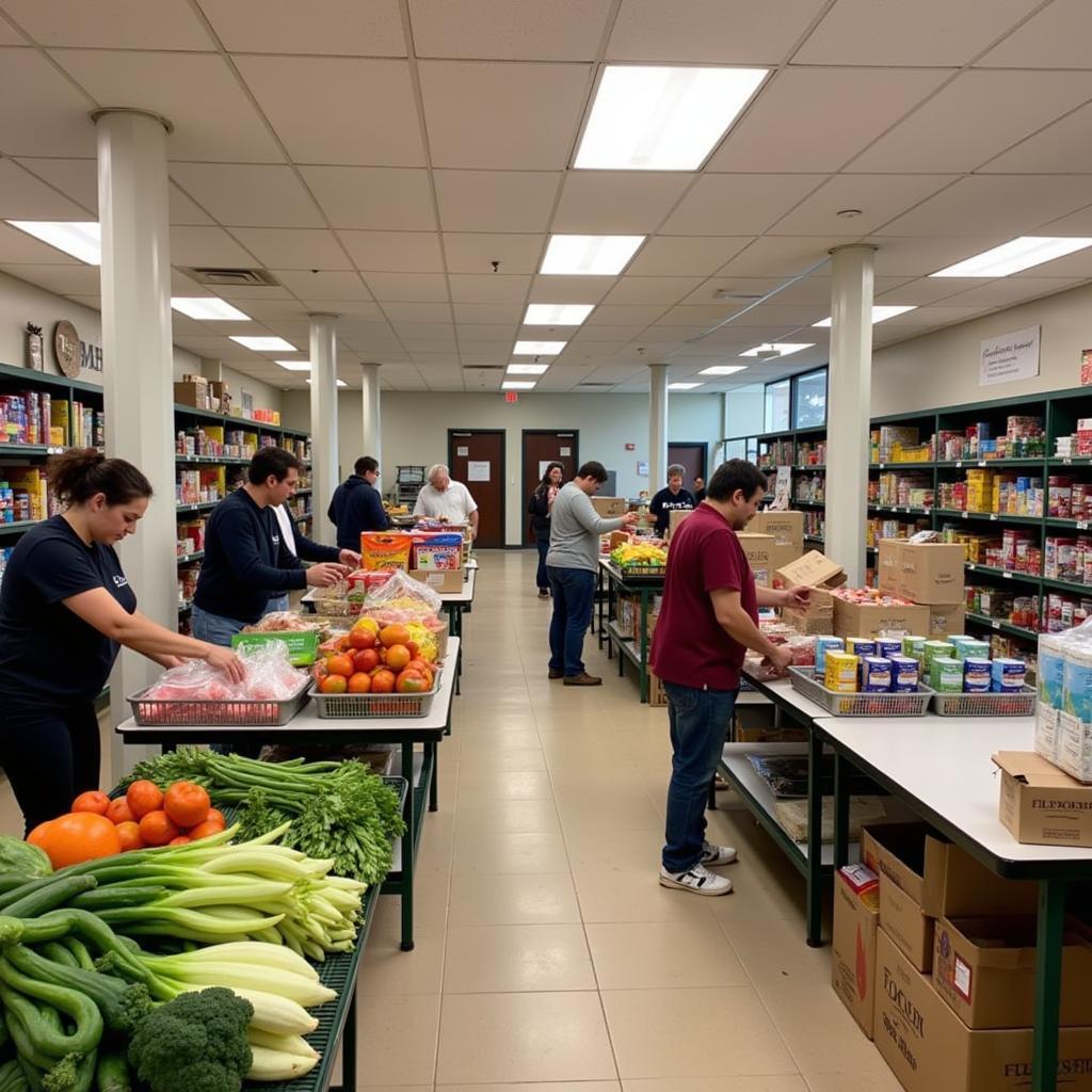 Clients selecting food at a client-choice food bank in Rome, GA