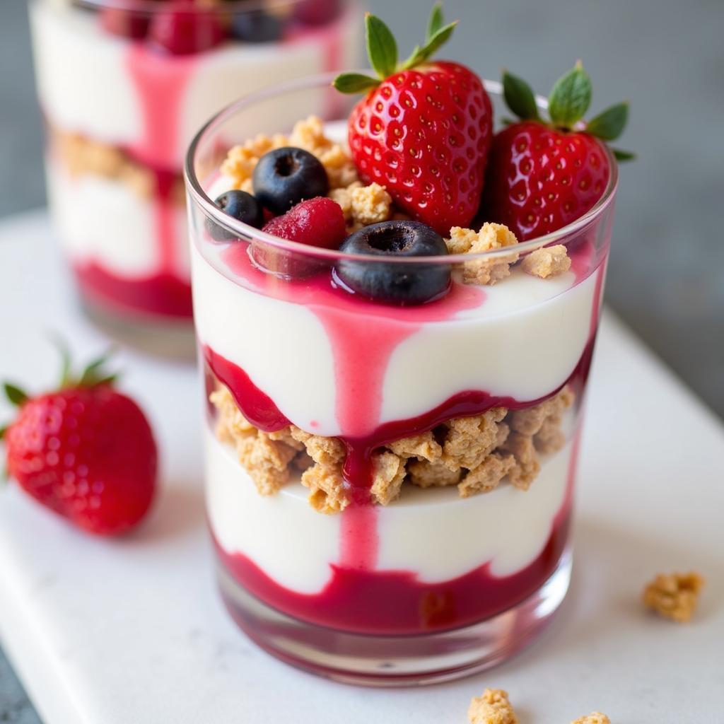 Rosebud-infused honey drizzled over a yogurt parfait