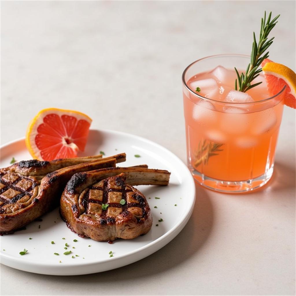 Rosemary Grapefruit Gin Fizz and Grilled Lamb