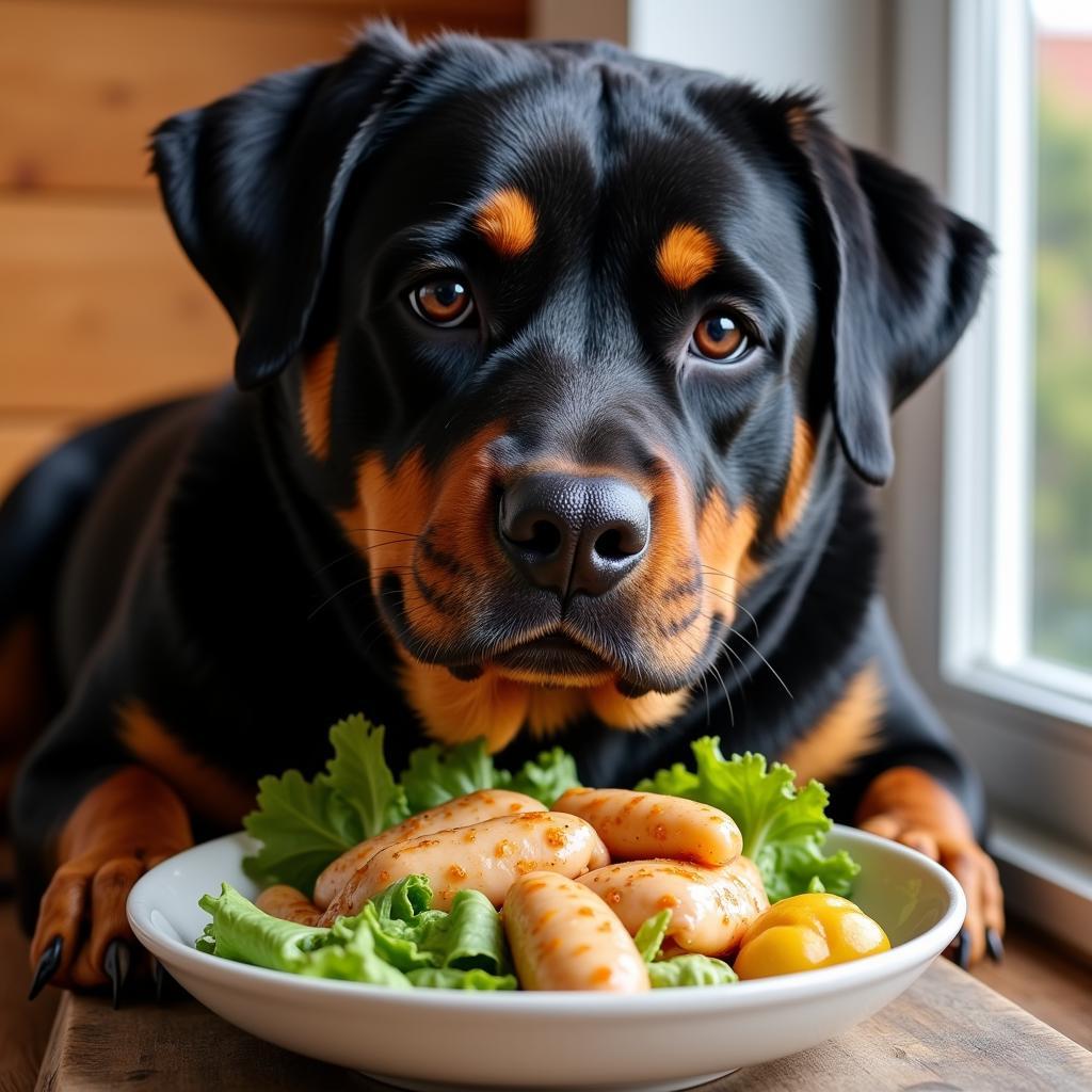 Rottweiler Nutritional Needs: A balanced diet of protein, fats, and vitamins.