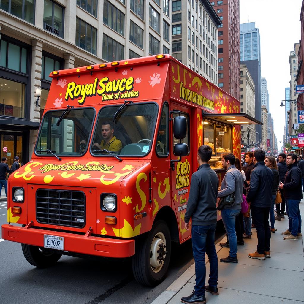 Royal Sauce Food Truck Serving a Busy Lunch Crowd