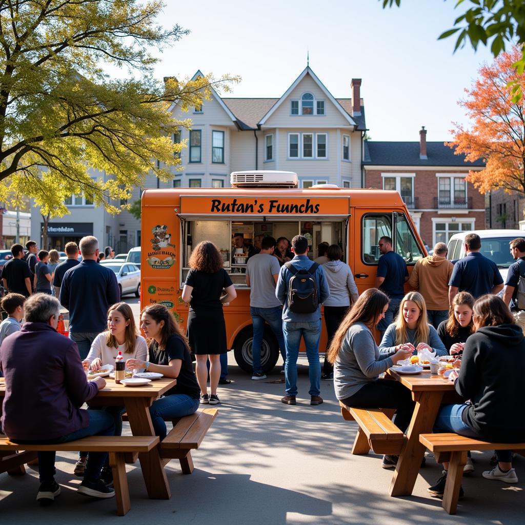 Ruth's Food Truck Busy Lunch Crowd