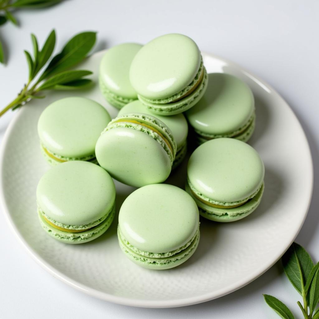 Delicate Sage Green Macarons