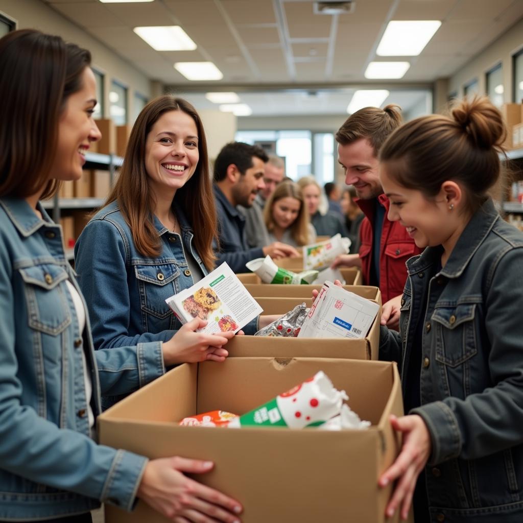 Community Members Receiving Food at Saint Ann's Food Pantry