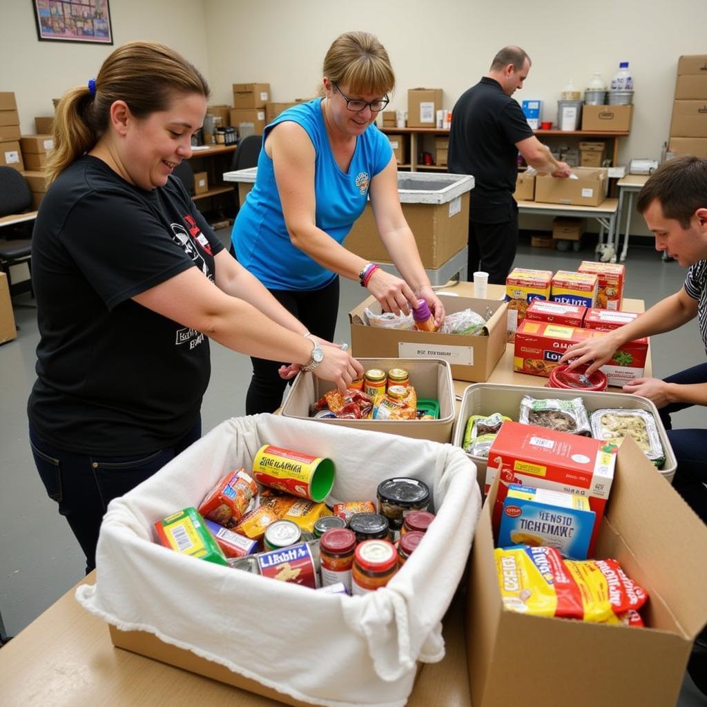 Volunteers Sorting Food Donations at Saint Ann's Food Pantry