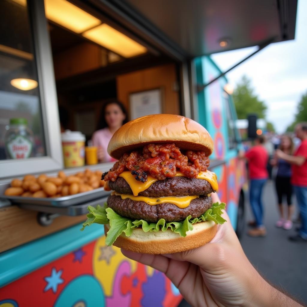 Gourmet Burger from a Salty Food Truck