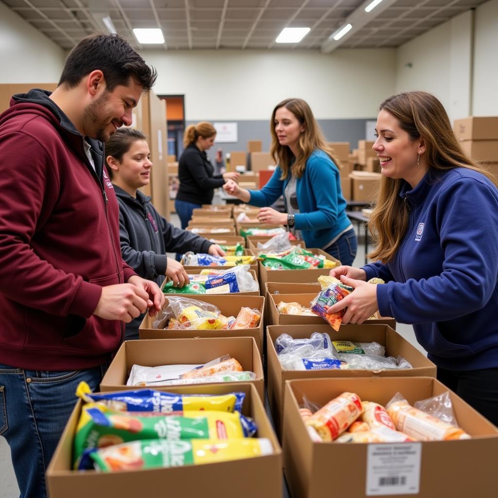 Families receiving food assistance at the Salvation Army Montgomery Street Food Distribution Center